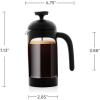 imageOVENTE French Press Coffee Maker 34 Ounce Heat Resistant Borosilicate Glass with 4 Filter StainlessSteel System BPAFree Portable Pitcher Perfect for Hot ampamp Cold Brew Red FPT34RFPB  Black