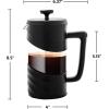 imageOVENTE French Press Coffee Maker 34 Ounce Heat Resistant Borosilicate Glass with 4 Filter StainlessSteel System BPAFree Portable Pitcher Perfect for Hot ampamp Cold Brew Red FPT34RFPW  Black