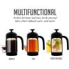imageOVENTE French Press Coffee Maker 34 Ounce Heat Resistant Borosilicate Glass with 4 Filter StainlessSteel System BPAFree Portable Pitcher Perfect for Hot ampamp Cold Brew Red FPT34RFPB  Black