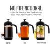imageOVENTE French Press Coffee Maker 34 Ounce Heat Resistant Borosilicate Glass with 4 Filter StainlessSteel System BPAFree Portable Pitcher Perfect for Hot ampamp Cold Brew Red FPT34RFPB  Black