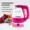 imageOVENTE Glass Electric Kettle Hot Water Boiler 15 Liter Borosilicate Glass Fast Boiling Countertop Heater  BPA Free Auto Shut Off Instant Water Heater Kettle for Coffee ampamp Tea Maker  Green KG83GFuchsia