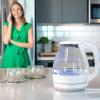 imageOVENTE Glass Electric Kettle Hot Water Boiler 15 Liter Borosilicate Glass Fast Boiling Countertop Heater  BPA Free Auto Shut Off Instant Water Heater Kettle for Coffee ampamp Tea Maker  Green KG83GWhite