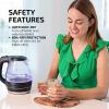 imageOVENTE Glass Electric Kettle Hot Water Boiler 15 Liter Borosilicate Glass Fast Boiling Countertop Heater  BPA Free Auto Shut Off Instant Water Heater Kettle for Coffee ampamp Tea Maker  Green KG83GBlack