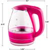 imageOVENTE Glass Electric Kettle Hot Water Boiler 15 Liter Borosilicate Glass Fast Boiling Countertop Heater  BPA Free Auto Shut Off Instant Water Heater Kettle for Coffee ampamp Tea Maker  Green KG83GFuchsia