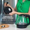 imageOVENTE Glass Electric Kettle Hot Water Boiler 15 Liter Borosilicate Glass Fast Boiling Countertop Heater  BPA Free Auto Shut Off Instant Water Heater Kettle for Coffee ampamp Tea Maker  Green KG83GBlack