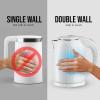imageOVENTE Portable Electric Kettle Stainless Steel Instant Water Boiler Heater 17 Liter 1100W Double Wall Insulated Fast Boiling with Automatic Shut Off for Coffee Tea ampamp Cold Drinks White KD64WWhite