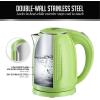 imageOVENTE Portable Electric Kettle Stainless Steel Instant Water Boiler Heater 17 Liter 1100W Double Wall Insulated Fast Boiling with Automatic Shut Off for Coffee Tea ampamp Cold Drinks White KD64WGreen