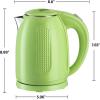imageOVENTE Portable Electric Kettle Stainless Steel Instant Water Boiler Heater 17 Liter 1100W Double Wall Insulated Fast Boiling with Automatic Shut Off for Coffee Tea ampamp Cold Drinks White KD64WGreen