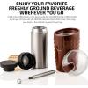 imageOvente Coffee Accessories Set with Vacuum Insulated 12 Ounce Travel Mug with Tea Infuser  Electric Stainless Steel Handheld Milk Frother  25 Ounce Electric Grinder for Coffee Spices or Herbs