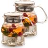 imageOvente Glass Teapot with High Grade Stainless Steel Infuser 27 Ounce with Free Measuring Scoop Heat Tempered Borosilicate Teapot Warmer with Leak and Spill Proof Technology Clear FGB27T