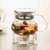 imageOvente Glass Teapot with High Grade Stainless Steel Infuser 27 Ounce with Free Measuring Scoop Heat Tempered Borosilicate Teapot Warmer with Leak and Spill Proof Technology Clear FGB27T