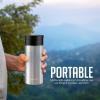 imageOvente Stainless Steel Vacuum Insulated Coffee Water Mug 16 oz Portable Double Wall Handheld Tumbler with Tea Infuser BPAFree Spill Proof Travel Friendly for Hot Cold Beverage Gunmetal MSA16GSilver