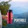 imageOvente Stainless Steel Vacuum Insulated Coffee Water Mug 16 oz Portable Double Wall Handheld Tumbler with Tea Infuser BPAFree Spill Proof Travel Friendly for Hot Cold Beverage Gunmetal MSA16GWine Red