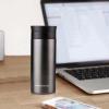 imageOvente Stainless Steel Vacuum Insulated Coffee Water Mug 16 oz Portable Double Wall Handheld Tumbler with Tea Infuser BPAFree Spill Proof Travel Friendly for Hot Cold Beverage Gunmetal MSA16GGunmetal