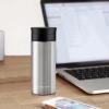 imageOvente Stainless Steel Vacuum Insulated Coffee Water Mug 16 oz Portable Double Wall Handheld Tumbler with Tea Infuser BPAFree Spill Proof Travel Friendly for Hot Cold Beverage Gunmetal MSA16GSilver