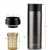 imageOvente Stainless Steel Vacuum Insulated Coffee Water Mug 16 oz Portable Double Wall Handheld Tumbler with Tea Infuser BPAFree Spill Proof Travel Friendly for Hot Cold Beverage Gunmetal MSA16GGunmetal