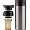 imageOvente Stainless Steel Vacuum Insulated Coffee Water Mug 16 oz Portable Double Wall Handheld Tumbler with Tea Infuser BPAFree Spill Proof Travel Friendly for Hot Cold Beverage Gunmetal MSA16GSilver