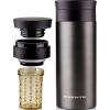 imageOvente Stainless Steel Vacuum Insulated Coffee Water Mug 16 oz Portable Double Wall Handheld Tumbler with Tea Infuser BPAFree Spill Proof Travel Friendly for Hot Cold Beverage Gunmetal MSA16GGunmetal