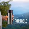 imageOvente Stainless Steel Vacuum Insulated Coffee Water Mug 16 oz Portable Double Wall Handheld Tumbler with Tea Infuser BPAFree Spill Proof Travel Friendly for Hot Cold Beverage Gunmetal MSA16GGunmetal