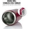 imageOvente Stainless Steel Vacuum Insulated Coffee Water Mug 16 oz Portable Double Wall Handheld Tumbler with Tea Infuser BPAFree Spill Proof Travel Friendly for Hot Cold Beverage Gunmetal MSA16GWine Red