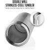 imageOvente Stainless Steel Vacuum Insulated Coffee Water Mug 16 oz Portable Double Wall Handheld Tumbler with Tea Infuser BPAFree Spill Proof Travel Friendly for Hot Cold Beverage Gunmetal MSA16GSilver