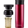 imageOvente Stainless Steel Vacuum Insulated Coffee Water Mug 16 oz Portable Double Wall Handheld Tumbler with Tea Infuser BPAFree Spill Proof Travel Friendly for Hot Cold Beverage Gunmetal MSA16GWine Red