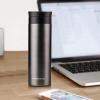 imageOvente Stainless Steel Vacuum Insulated Coffee Water Mug 16 oz Portable Double Wall Handheld Tumbler with Tea Infuser BPAFree Spill Proof Travel Friendly for Hot Cold Beverage Gunmetal MSA16GGunmetal