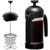 imageOVENTE French Press Coffee Maker 34 Ounce Heat Resistant Borosilicate Glass with 4 Filter StainlessSteel System BPAFree Portable Pitcher Perfect for Hot ampamp Cold Brew Red FPT34RFPB  Black