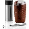 imageOvente Coffee Accessories Set with Vacuum Insulated 12 Ounce Travel Mug with Tea Infuser  Electric Stainless Steel Handheld Milk Frother  25 Ounce Electric Grinder for Coffee Spices or Herbs