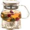 imageOvente Glass Teapot with High Grade Stainless Steel Infuser 27 Ounce with Free Measuring Scoop Heat Tempered Borosilicate Teapot Warmer with Leak and Spill Proof Technology Clear FGB27T