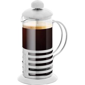 imageOVENTE French Press Coffee Maker 20 Ounce 4 Level Stainless Steel Filter System Borosilicate Heat Resistant Glass Carafe with Free Measuring Scoop Silver FSL20S34 Ounce