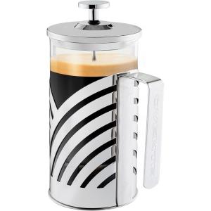 imageOVENTE French Press Coffee Maker 27 Ounce 4 Level Stainless Steel Filter System ampamp Heat Resistant Borosilicate Glass Portable Pitcher for Travel Gift Easy Clean Carafe w Scoop Silver FSS27PFSD20P