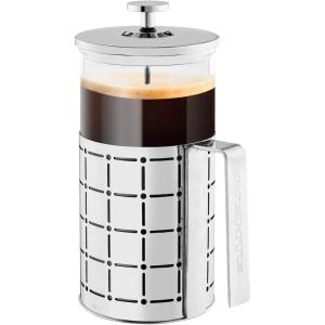 imageOVENTE French Press Coffee Maker 27 Ounce 4 Level Stainless Steel Filter System ampamp Heat Resistant Borosilicate Glass Portable Pitcher for Travel Gift Easy Clean Carafe w Scoop Silver FSS27PFSS34P