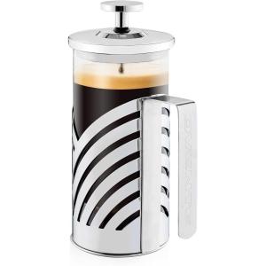 imageOVENTE French Press Coffee Maker 27 Ounce 4 Level Stainless Steel Filter System ampamp Heat Resistant Borosilicate Glass Portable Pitcher for Travel Gift Easy Clean Carafe w Scoop Silver FSS27PFSD12P