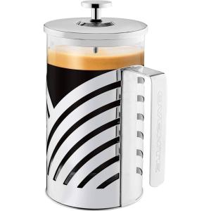 imageOVENTE French Press Coffee Maker 27 Ounce 4 Level Stainless Steel Filter System ampamp Heat Resistant Borosilicate Glass Portable Pitcher for Travel Gift Easy Clean Carafe w Scoop Silver FSS27PFSD27P
