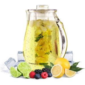 imageOVENTE Fruit Infusion Water Pitcher 25L 85 oz with Removable Lid and Infuser Rod BPAFree Acrylic Beverage Jug Ideal for FlavorInfused Drinks Lemonade Juice Iced Tea and More Clear PIA0852C
