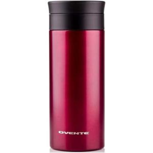 imageOvente Stainless Steel Vacuum Insulated Coffee Water Mug 16 oz Portable Double Wall Handheld Tumbler with Tea Infuser BPAFree Spill Proof Travel Friendly for Hot Cold Beverage Gunmetal MSA16GWine Red