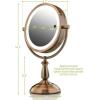 imageOvente 75quot Lighted Tabletop Vanity Makeup Mirror 1X ampamp 10X Magnifier Spinning Double Sided Round LED 3 Tone Smart Touch Auto Shut Off Timer Battery ampamp AC Plug Powered Antique Copper MPT75CO1X10XAntique Copper