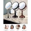 imageOvente 75quot Lighted Tabletop Vanity Makeup Mirror 1X ampamp 10X Magnifier Spinning Double Sided Round LED 3 Tone Smart Touch Auto Shut Off Timer Battery ampamp AC Plug Powered Antique Copper MPT75CO1X10XOil Rubbed Bronze