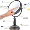 imageOvente 75quot Lighted Tabletop Vanity Makeup Mirror 1X ampamp 10X Magnifier Spinning Double Sided Round LED 3 Tone Smart Touch Auto Shut Off Timer Battery ampamp AC Plug Powered Antique Copper MPT75CO1X10XOil Rubbed Bronze