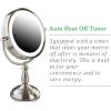 imageOvente 75quot Lighted Tabletop Vanity Makeup Mirror 1X ampamp 10X Magnifier Spinning Double Sided Round LED 3 Tone Smart Touch Auto Shut Off Timer Battery ampamp AC Plug Powered Antique Copper MPT75CO1X10XNickel Brushed