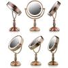 imageOvente 75quot Lighted Tabletop Vanity Makeup Mirror 1X ampamp 10X Magnifier Spinning Double Sided Round LED 3 Tone Smart Touch Auto Shut Off Timer Battery ampamp AC Plug Powered Antique Copper MPT75CO1X10XAntique Copper
