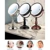 imageOvente 75quot Lighted Tabletop Vanity Makeup Mirror 1X ampamp 10X Magnifier Spinning Double Sided Round LED 3 Tone Smart Touch Auto Shut Off Timer Battery ampamp AC Plug Powered Antique Copper MPT75CO1X10XNickel Brushed