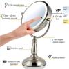 imageOvente 75quot Lighted Tabletop Vanity Makeup Mirror 1X ampamp 10X Magnifier Spinning Double Sided Round LED 3 Tone Smart Touch Auto Shut Off Timer Battery ampamp AC Plug Powered Antique Copper MPT75CO1X10XNickel Brushed