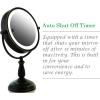 imageOvente 75quot Lighted Tabletop Vanity Makeup Mirror 1X ampamp 10X Magnifier Spinning Double Sided Round LED 3 Tone Smart Touch Auto Shut Off Timer Battery ampamp AC Plug Powered Antique Copper MPT75CO1X10XOil Rubbed Bronze