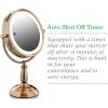 imageOvente 75quot Lighted Tabletop Vanity Makeup Mirror 1X ampamp 10X Magnifier Spinning Double Sided Round LED 3 Tone Smart Touch Auto Shut Off Timer Battery ampamp AC Plug Powered Antique Copper MPT75CO1X10XAntique Copper