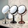 imageOvente 75quot Lighted Tabletop Vanity Makeup Mirror 1X ampamp 10X Magnifier Spinning Double Sided Round LED 3 Tone Smart Touch Auto Shut Off Timer Battery ampamp AC Plug Powered Antique Copper MPT75CO1X10XNickel Brushed
