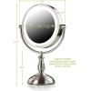 imageOvente 75quot Lighted Tabletop Vanity Makeup Mirror 1X ampamp 10X Magnifier Spinning Double Sided Round LED 3 Tone Smart Touch Auto Shut Off Timer Battery ampamp AC Plug Powered Antique Copper MPT75CO1X10XNickel Brushed