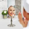 imageOvente 75quot Lighted Tabletop Vanity Makeup Mirror 1X ampamp 10X Magnifier Spinning Double Sided Round LED 3 Tone Smart Touch Auto Shut Off Timer Battery ampamp AC Plug Powered Antique Copper MPT75CO1X10XNickel Brushed