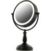 imageOvente 75quot Lighted Tabletop Vanity Makeup Mirror 1X ampamp 10X Magnifier Spinning Double Sided Round LED 3 Tone Smart Touch Auto Shut Off Timer Battery ampamp AC Plug Powered Antique Copper MPT75CO1X10XOil Rubbed Bronze